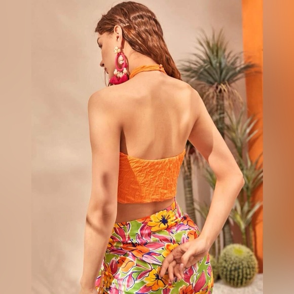 Summer Halter Top & Side Wrap Skirt 2 Piece Set - Picture 4 of 11